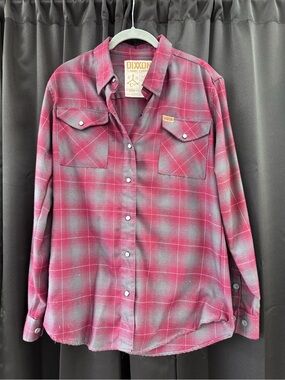 DIXXON Men's Pink and Gray Plaid Snap-Front Button-Down Shirt